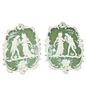 Vintage MCM Original Arnart Creation Japan Victorian Porcelain Wall Plaque Plate